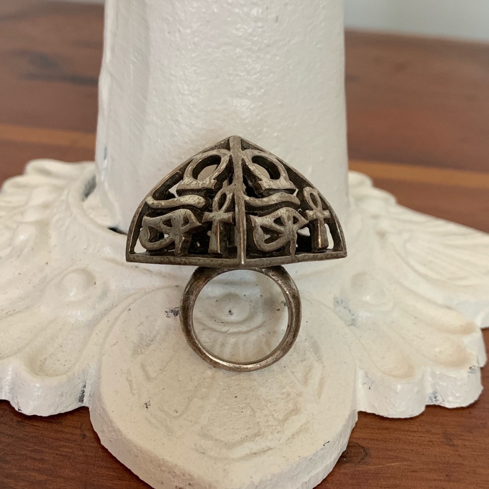 Large Statement Egyptian Pyramid Ring - image 1